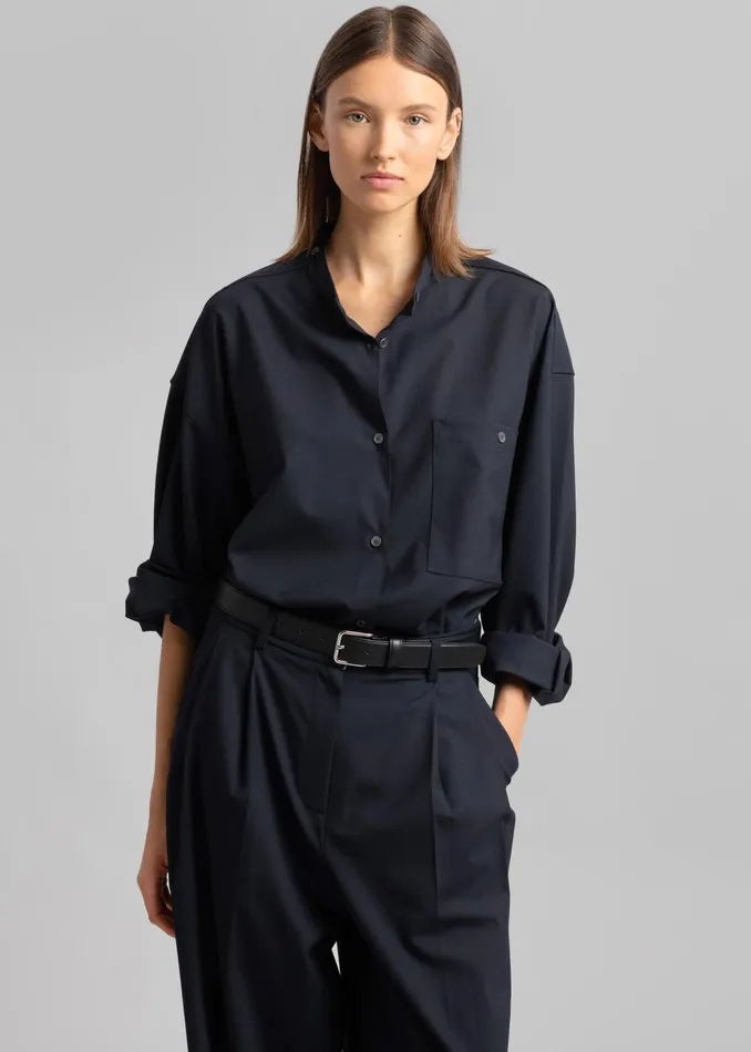 The Frankie Shop Tops Jour Shirt 8211 Deep Navy 8211 Women