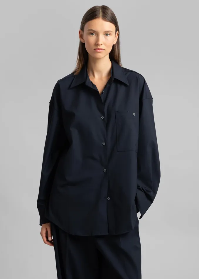 The Frankie Shop Tops Jour Shirt 8211 Deep Navy 8211 Women