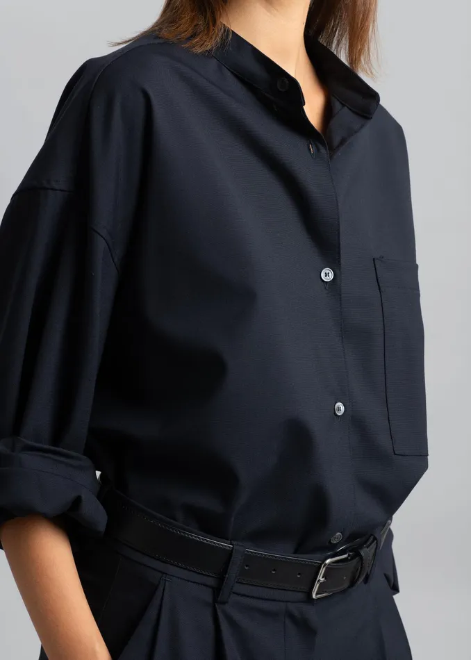 The Frankie Shop Tops Jour Shirt 8211 Deep Navy 8211 Women