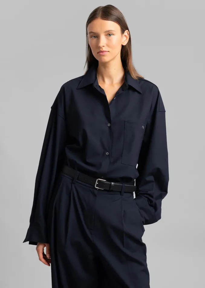 The Frankie Shop Tops Jour Shirt 8211 Deep Navy 8211 Women