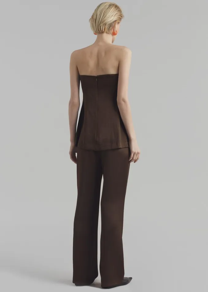 The Frankie Shop Tops Kit Satin Strapless Top 8211 Brown 8211 Women