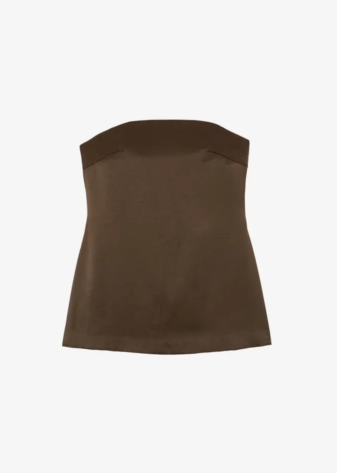 The Frankie Shop Tops Kit Satin Strapless Top 8211 Brown 8211 Women