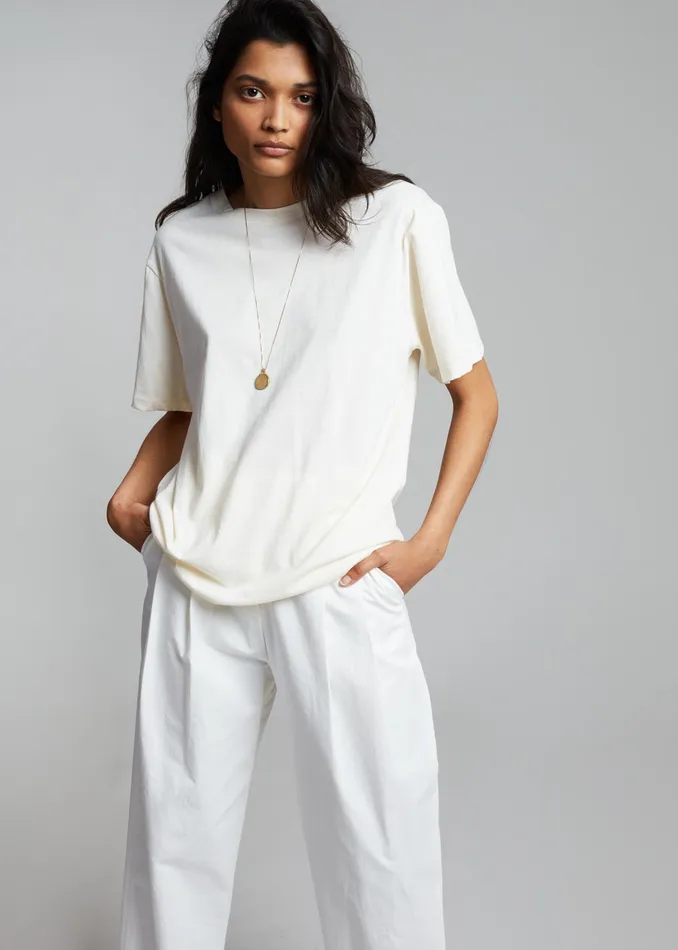 The Frankie Shop Tops Lilou Simple Tee 8211 Beige 8211 Women