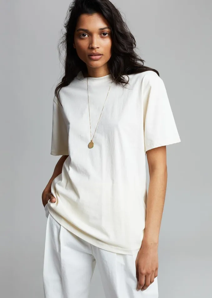 The Frankie Shop Tops Lilou Simple Tee 8211 Beige 8211 Women