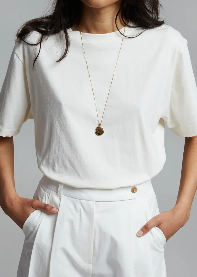 The Frankie Shop Tops Lilou Simple Tee 8211 Beige 8211 Women