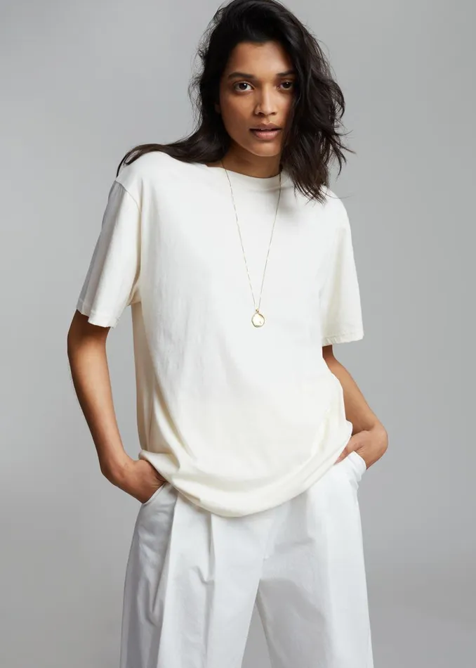 The Frankie Shop Tops Lilou Simple Tee 8211 Beige 8211 Women