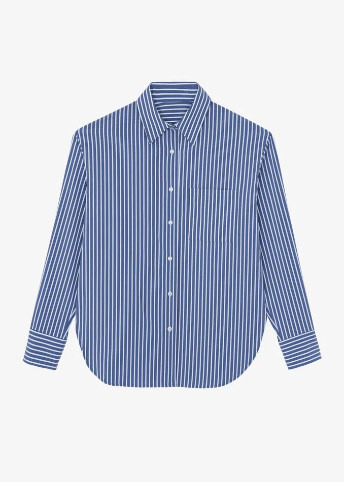 The Frankie Shop Tops Lui Thin Stripe Shirt 8211 Navy Stripe 8211 Women