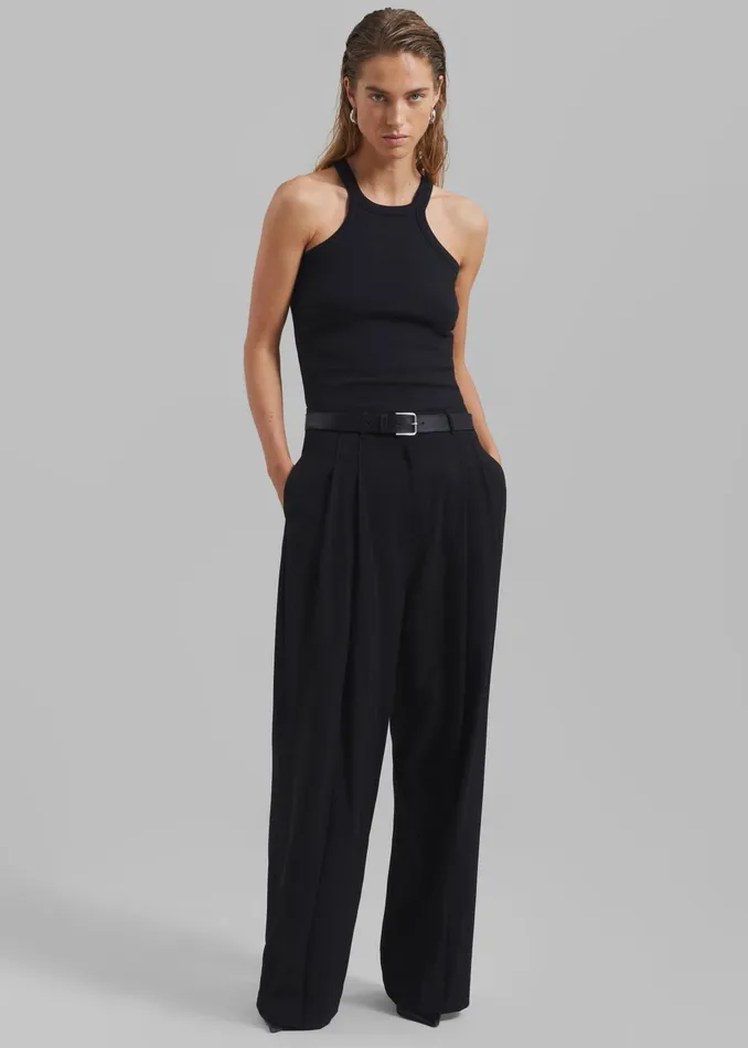 The Frankie Shop Tops Omi Halter Tank Top 8211 Black 8211 Women