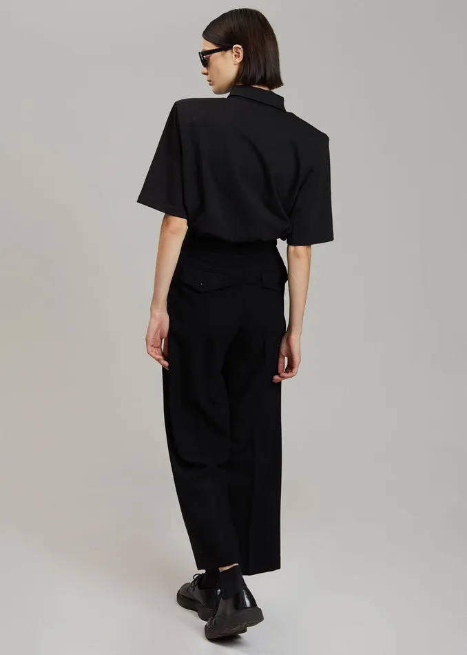 The Frankie Shop Tops Rane Padded Shoulder Polo 8211 Black 8211 Women