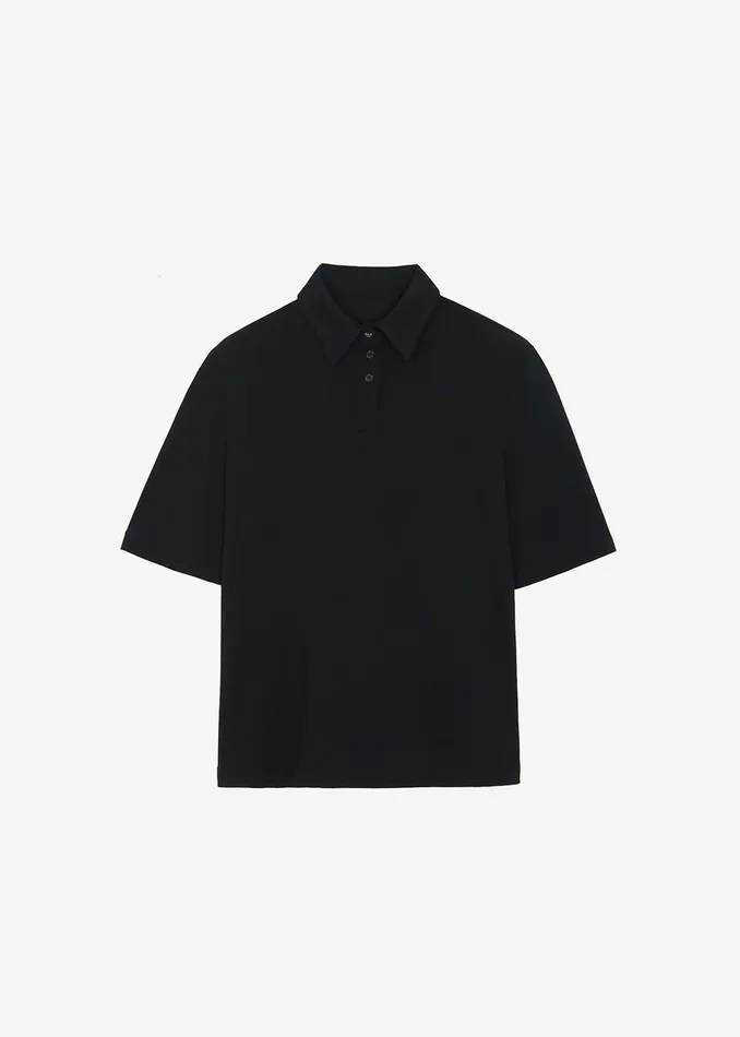 The Frankie Shop Tops Rane Padded Shoulder Polo 8211 Black 8211 Women