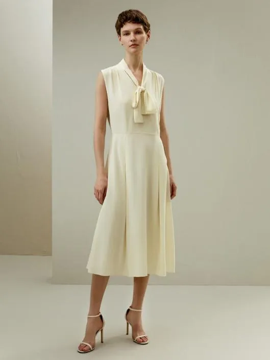 The Saudade Dress 8211 100 Mulberry Silk Retro Sleeveless Dress With Bow Women Jumpsuits Lilysilk Dresses
