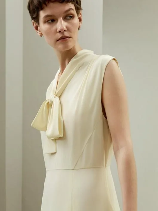 The Saudade Dress 8211 100 Mulberry Silk Retro Sleeveless Dress With Bow Women Jumpsuits Lilysilk Dresses