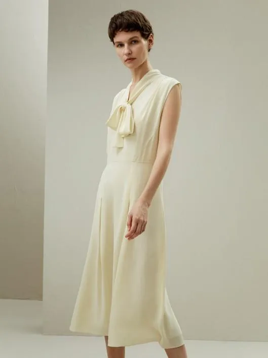 The Saudade Dress 8211 100 Mulberry Silk Retro Sleeveless Dress With Bow Women Jumpsuits Lilysilk Dresses