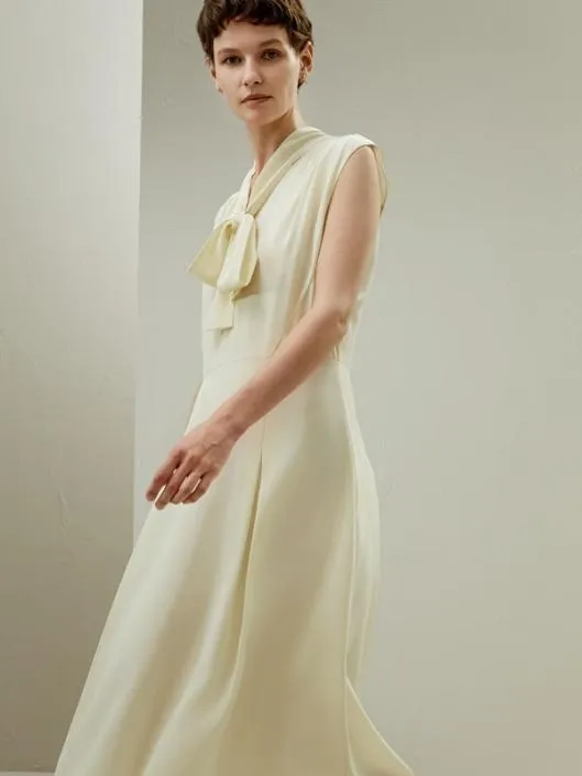 The Saudade Dress 8211 100 Mulberry Silk Retro Sleeveless Dress With Bow Women Jumpsuits Lilysilk Dresses