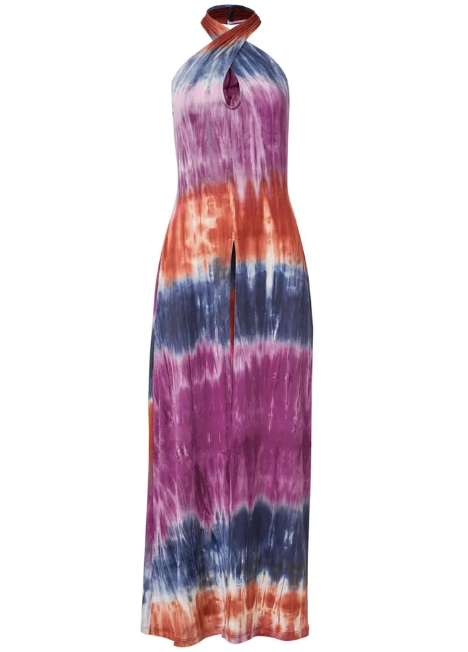TIE DYE CROSS NECK MAXI TOP Purple Multi Women VENUS Sleeveless Tops