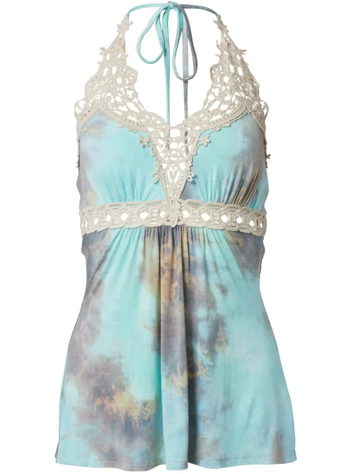 TIE DYE LACE TOP Light Blue Multi Women VENUS Sleeveless Tops
