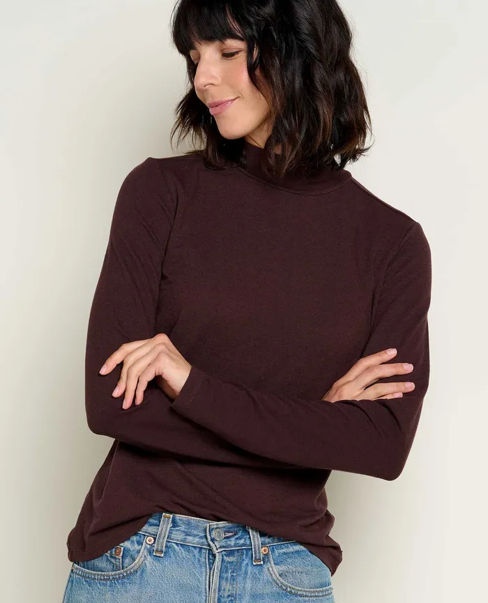 ToadandCo Piru Mockneck Long Sleeve Tee Carob Women8217s Tops and TShirts