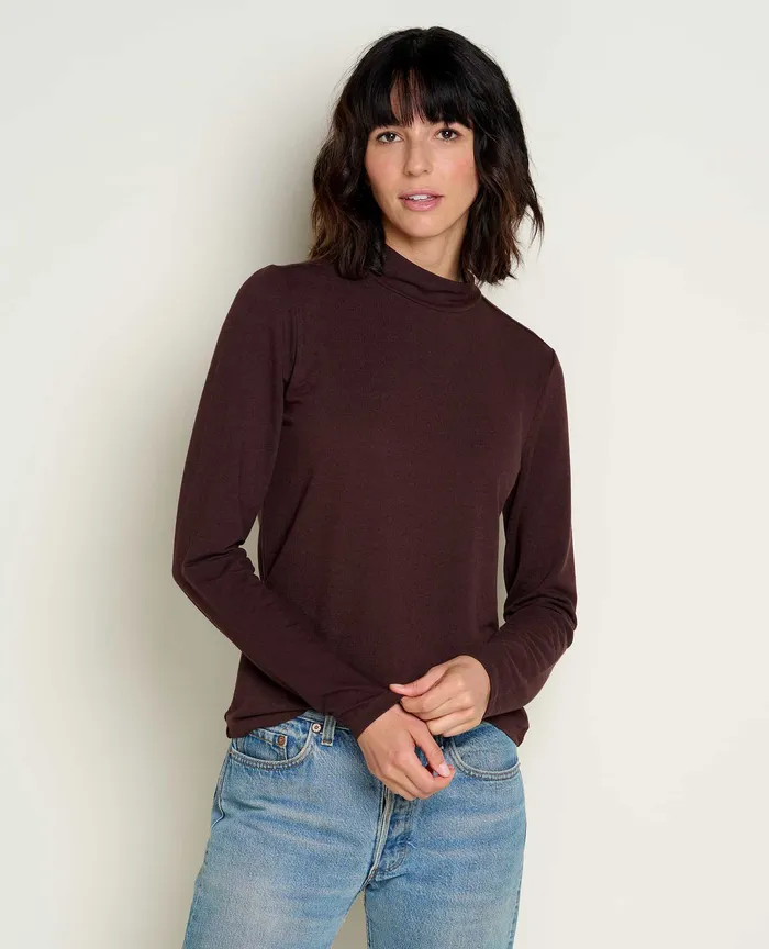 ToadandCo Piru Mockneck Long Sleeve Tee Carob Women8217s Tops and TShirts