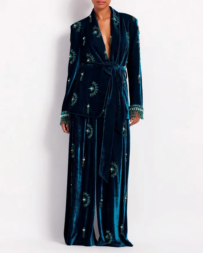 Tops and Bodysuits Women PatBO HandBeaded Velvet Kimono RUNWAY