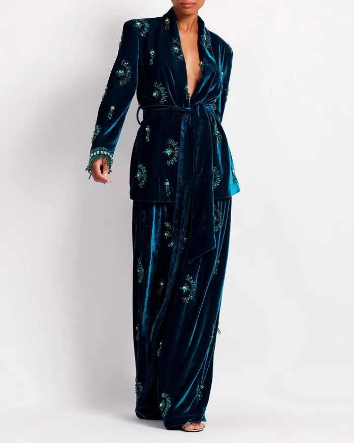 Tops and Bodysuits Women PatBO HandBeaded Velvet Kimono RUNWAY
