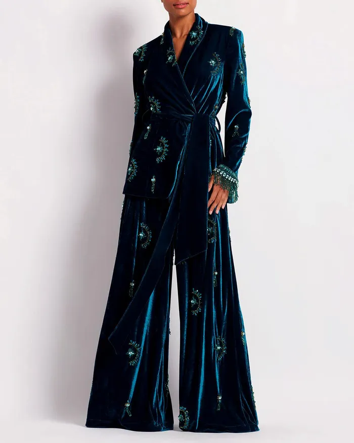 Tops and Bodysuits Women PatBO HandBeaded Velvet Kimono RUNWAY