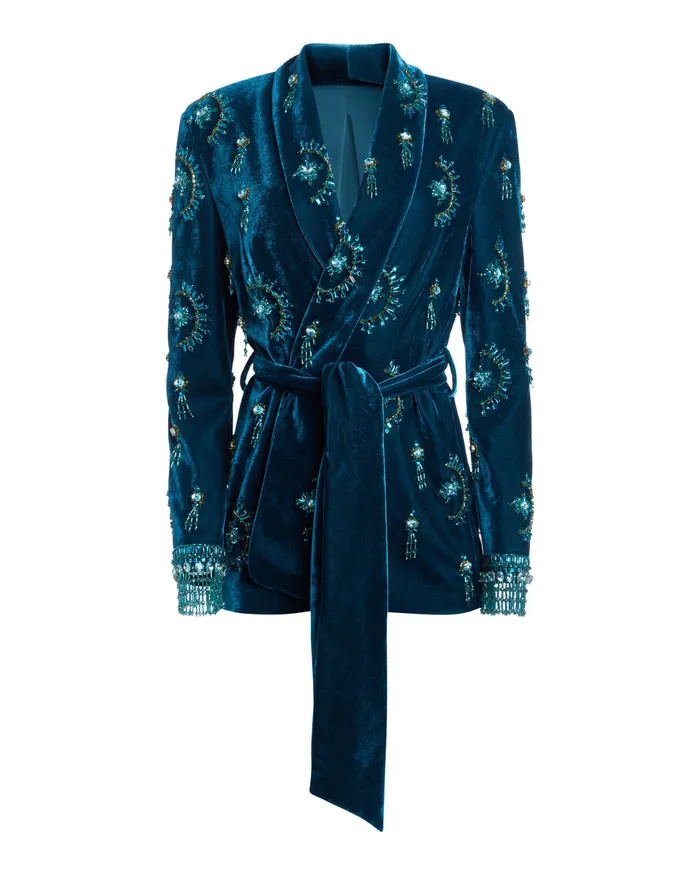Tops and Bodysuits Women PatBO HandBeaded Velvet Kimono RUNWAY
