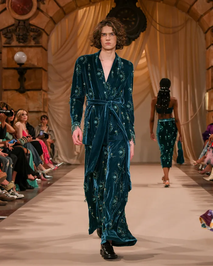 Tops and Bodysuits Women PatBO HandBeaded Velvet Kimono RUNWAY