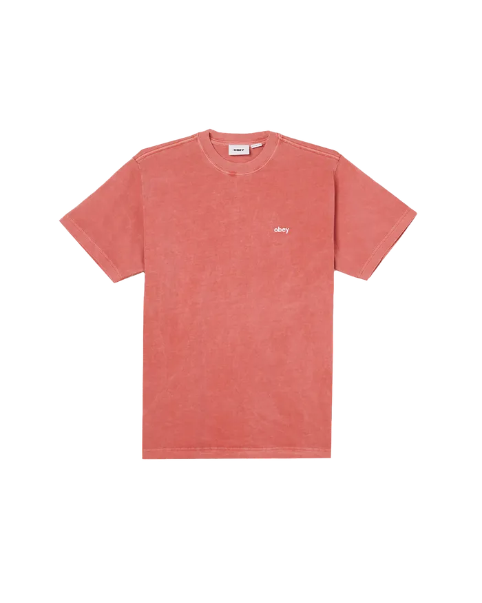 TOPS OBEY Clothing Men LOWERCASE PIGMENT TSHIRT Pigment Mineral Red