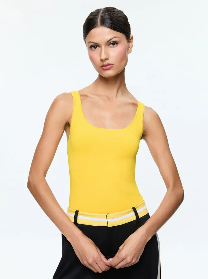 Tops Women Alice Olivia Daryn Full Length Sweater Tank Mustard Seed