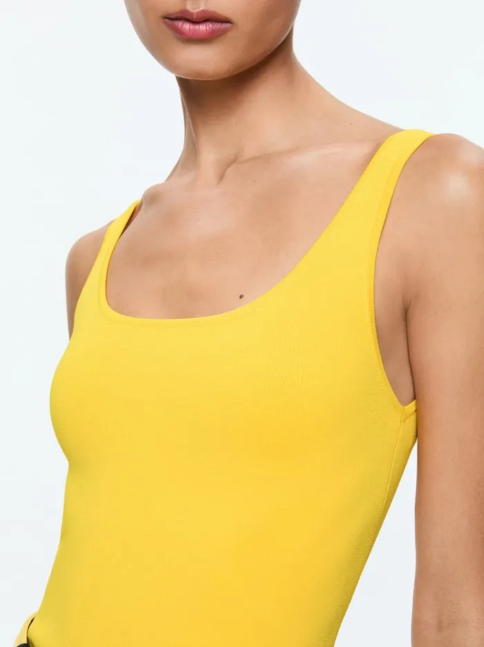 Tops Women Alice Olivia Daryn Full Length Sweater Tank Mustard Seed