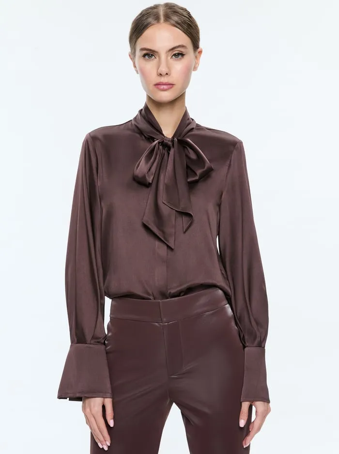 Tops Women Alice Olivia Lloyd Button Down Espresso