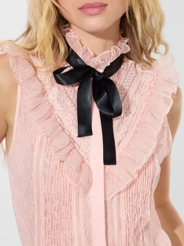 Tops Women Alice Olivia Rheba Lace Blouse Pearl Blush