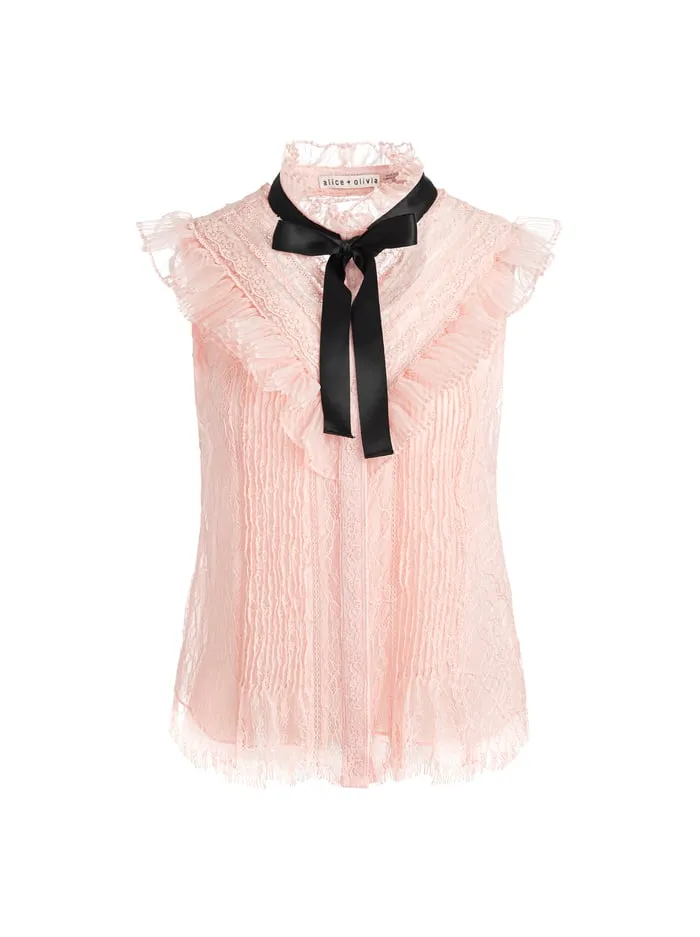 Tops Women Alice Olivia Rheba Lace Blouse Pearl Blush