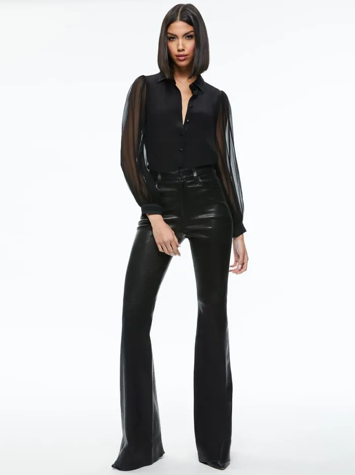 Tops Women Alice Olivia Roanne Button Down Black