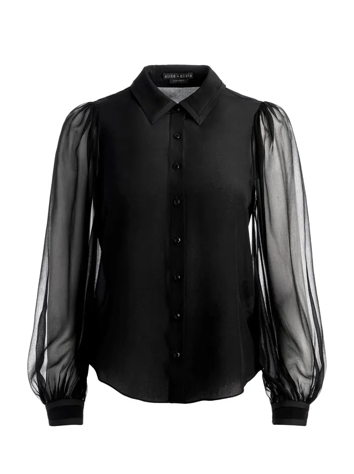 Tops Women Alice Olivia Roanne Button Down Black