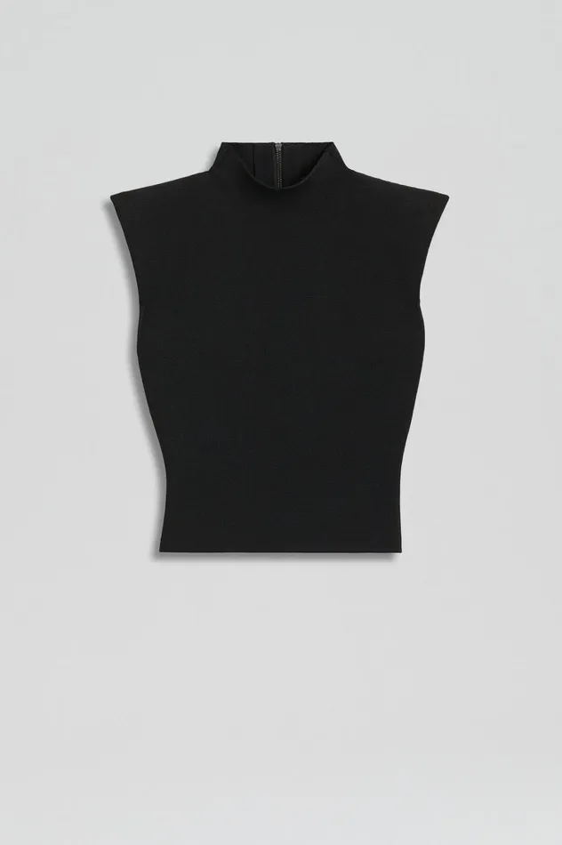 Tops Women Scanlan Theodore CREPE KNIT MILANO SLVLSS TOP Black Tops Women Scanlan Theodore CREPE KNIT MILANO SLVLSS TOP Black