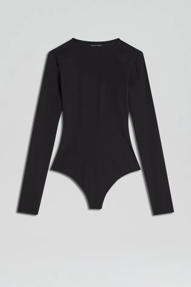 Tops Women Scanlan Theodore CREW NECK BODYSUIT Black Tops Women Scanlan Theodore CREW NECK BODYSUIT Black