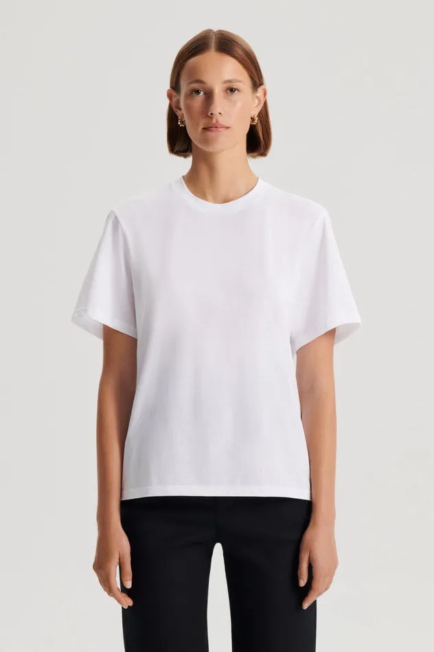 Tops Women Scanlan Theodore MERCERISED LOOSE FIT TSHIRT White Tops Women Scanlan Theodore MERCERISED LOOSE FIT TSHIRT White