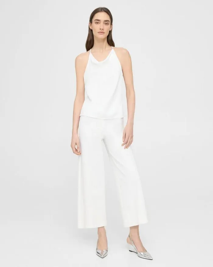 Tops Women Theory Cowl Neck Halter Top In Viscose White Tops Women Theory Cowl Neck Halter Top In Viscose White