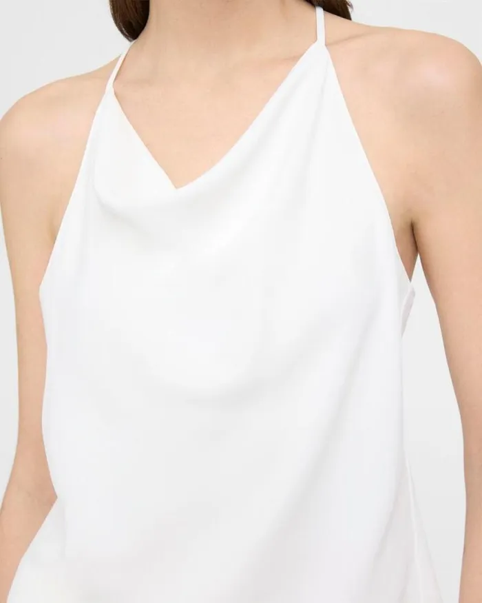 Tops Women Theory Cowl Neck Halter Top In Viscose White Tops Women Theory Cowl Neck Halter Top In Viscose White