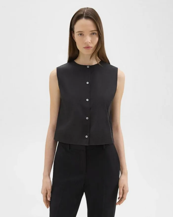 Tops Women Theory Shell Top In Good Cotton Black