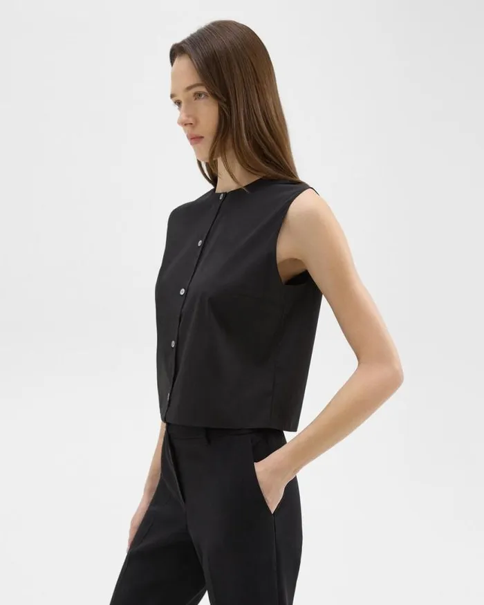 Tops Women Theory Shell Top In Good Cotton Black