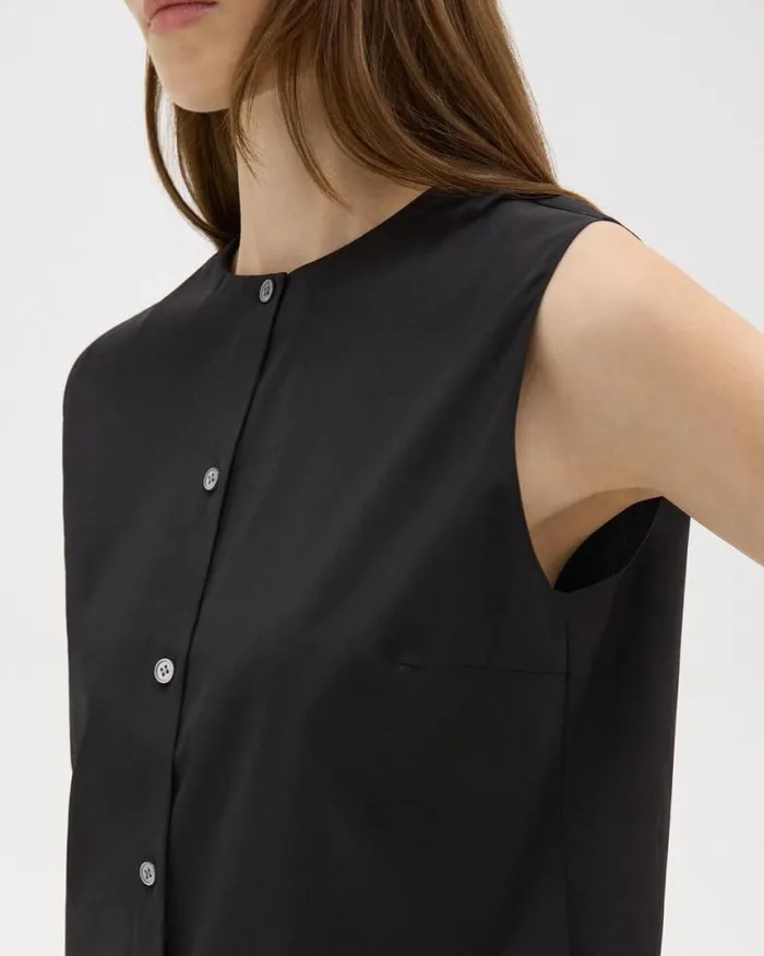Tops Women Theory Shell Top In Good Cotton Black