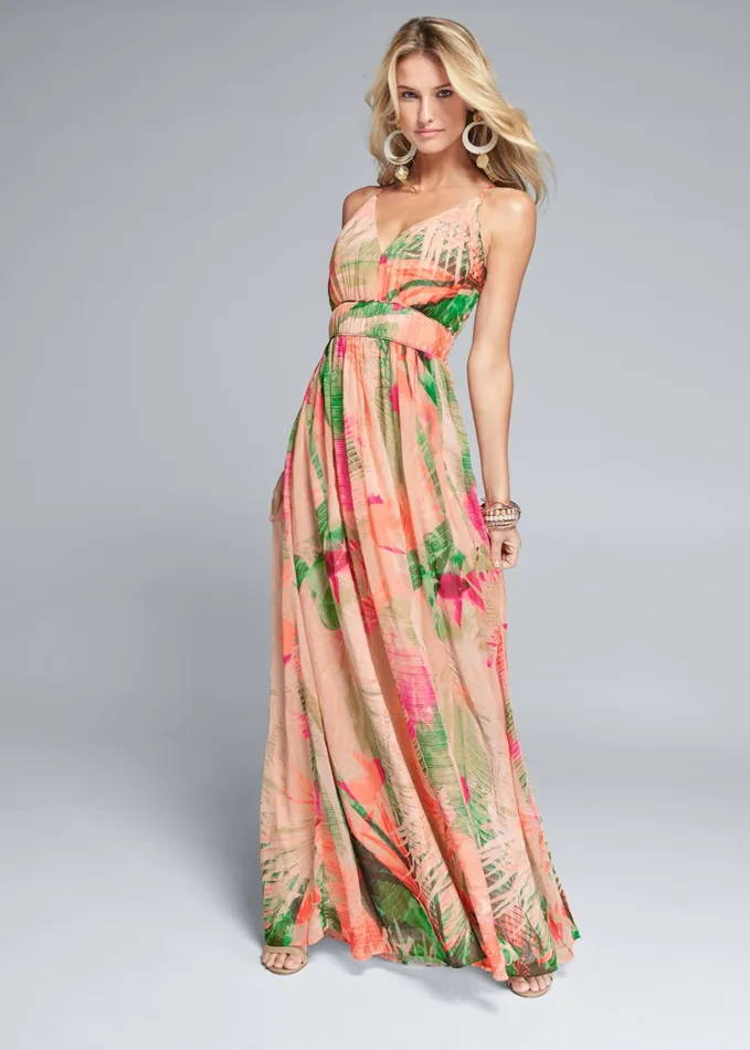 TROPICAL PRINT GOWN Pink Multi Women VENUS Sundresses