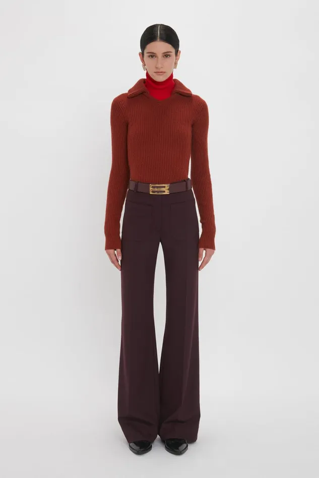 Trousers and Shorts Women Victoria Beckham Alina Trouser In Deep Mahogany