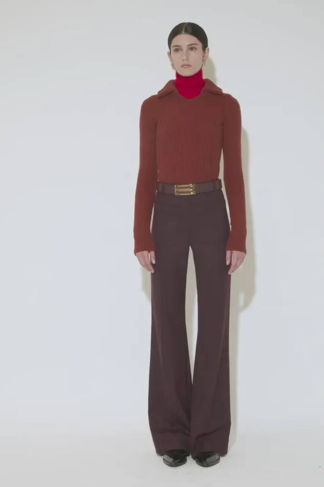 Trousers and Shorts Women Victoria Beckham Alina Trouser In Deep Mahogany