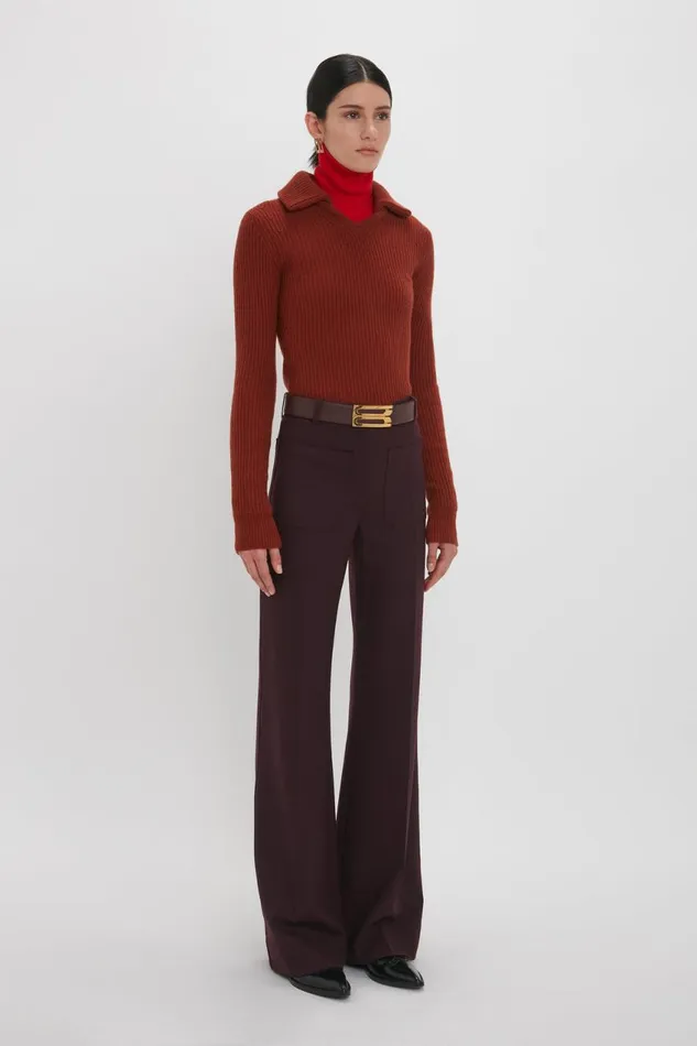 Trousers and Shorts Women Victoria Beckham Alina Trouser In Deep Mahogany