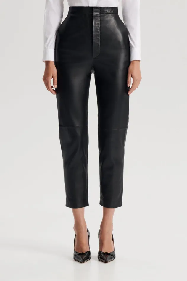 Trousers Women Scanlan Theodore LEATHER SLIM CROP TROUSER Black