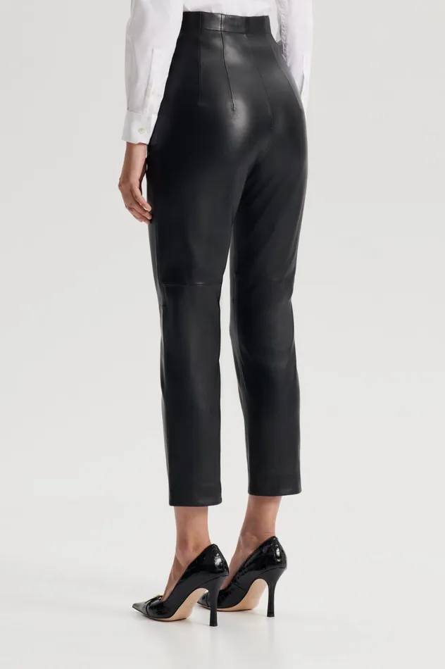 Trousers Women Scanlan Theodore LEATHER SLIM CROP TROUSER Black