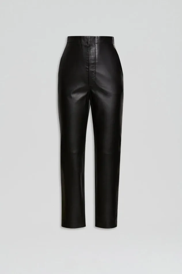 Trousers Women Scanlan Theodore LEATHER SLIM CROP TROUSER Black
